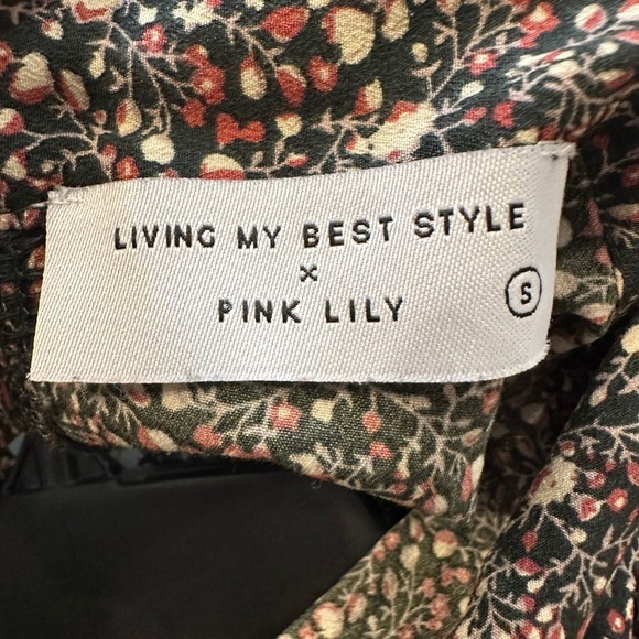LIVING MY BEST STYLE x PINK LILY Floral Mini Dress Mock Neck Long Sleeve Smocked - Picture 5 of 6